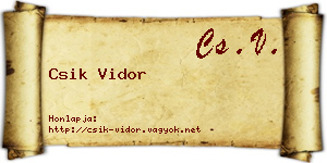 Csik Vidor névjegykártya